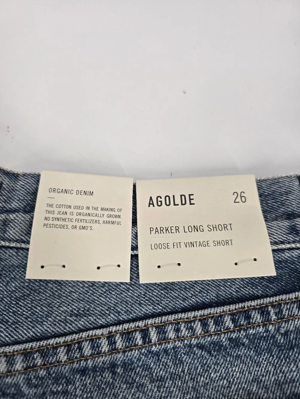 AGOLDE Parker Long Short Wheel Blue Size 26 Loose Fit Vintage Cotton Denim NEW